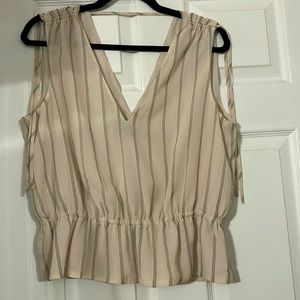 Banana Republic Cream Top Cute Details - Never Worn. Size large - stripes